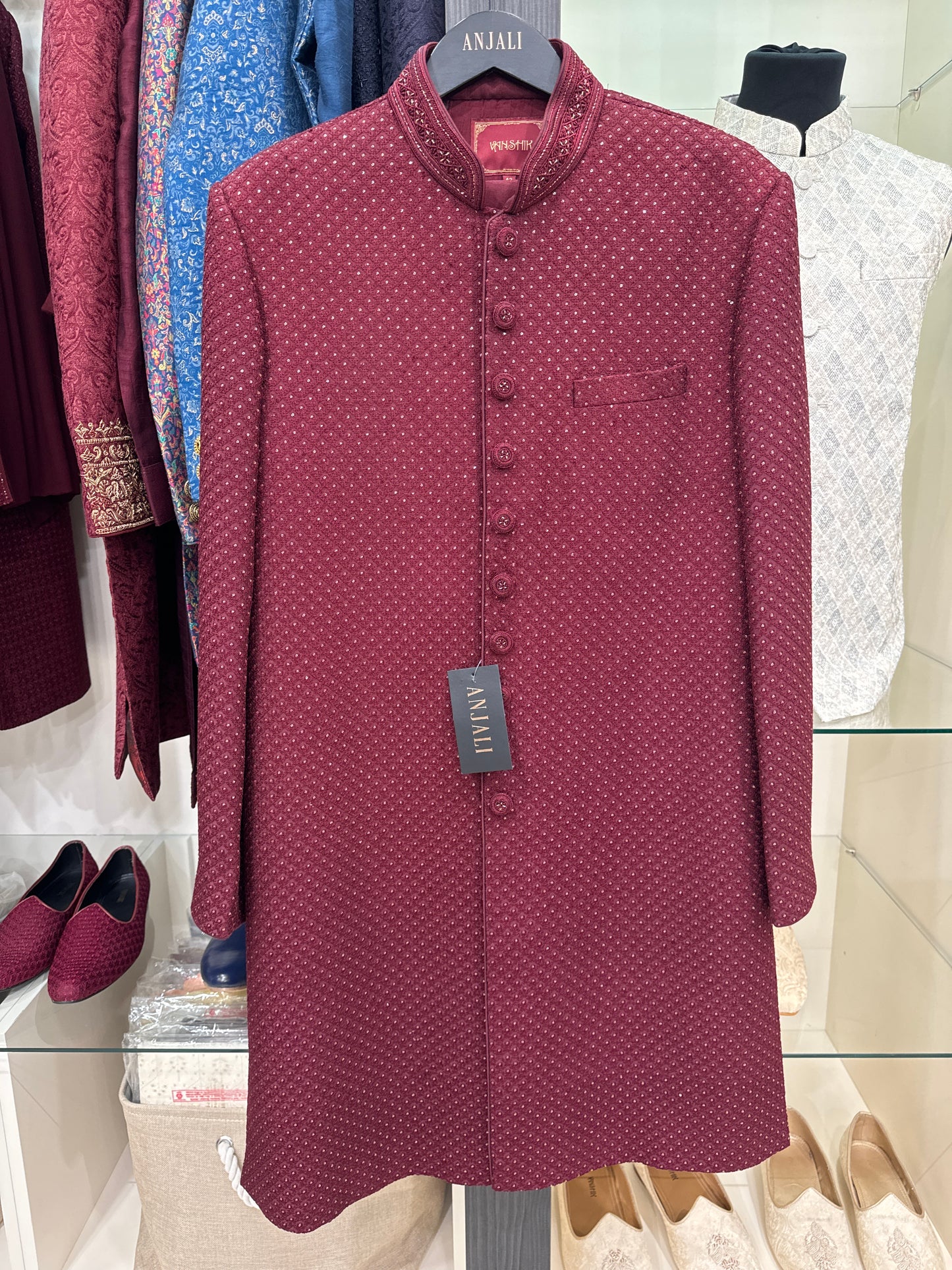 Soft Silk Resham Embroidered Sherwani Set
