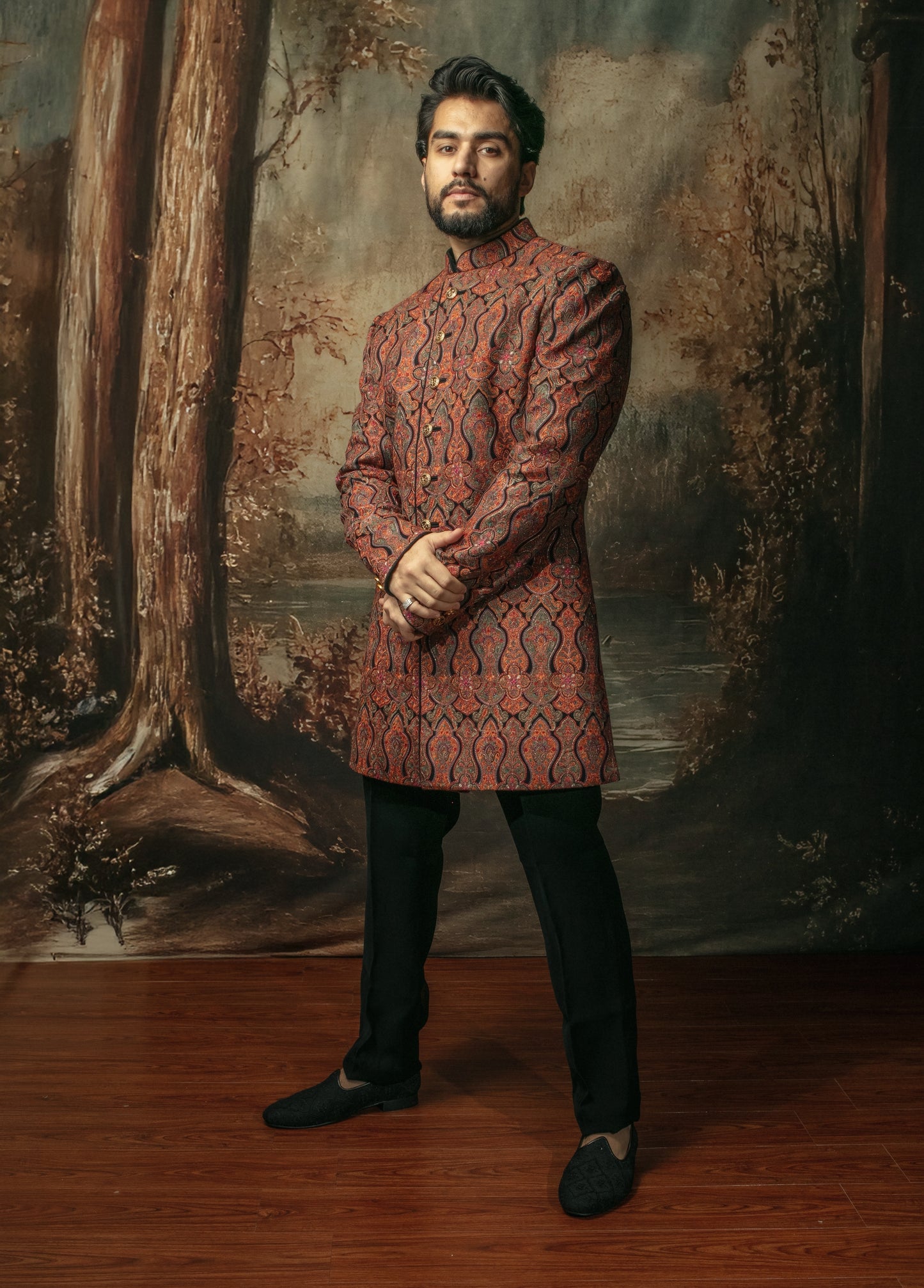 Pashmina Mid Length Sherwani Set