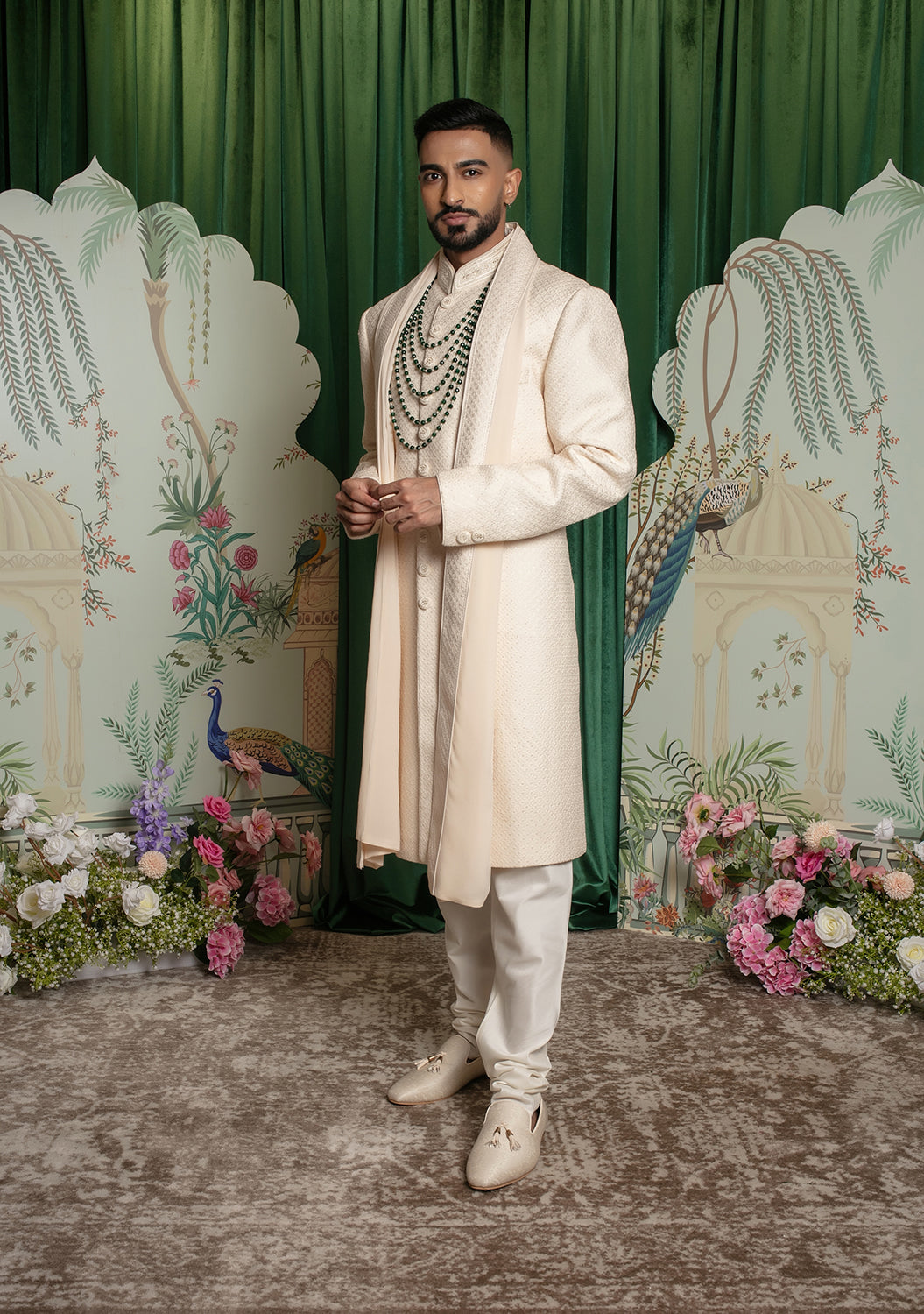 Soft Silk Resham Embroidered Sherwani Set