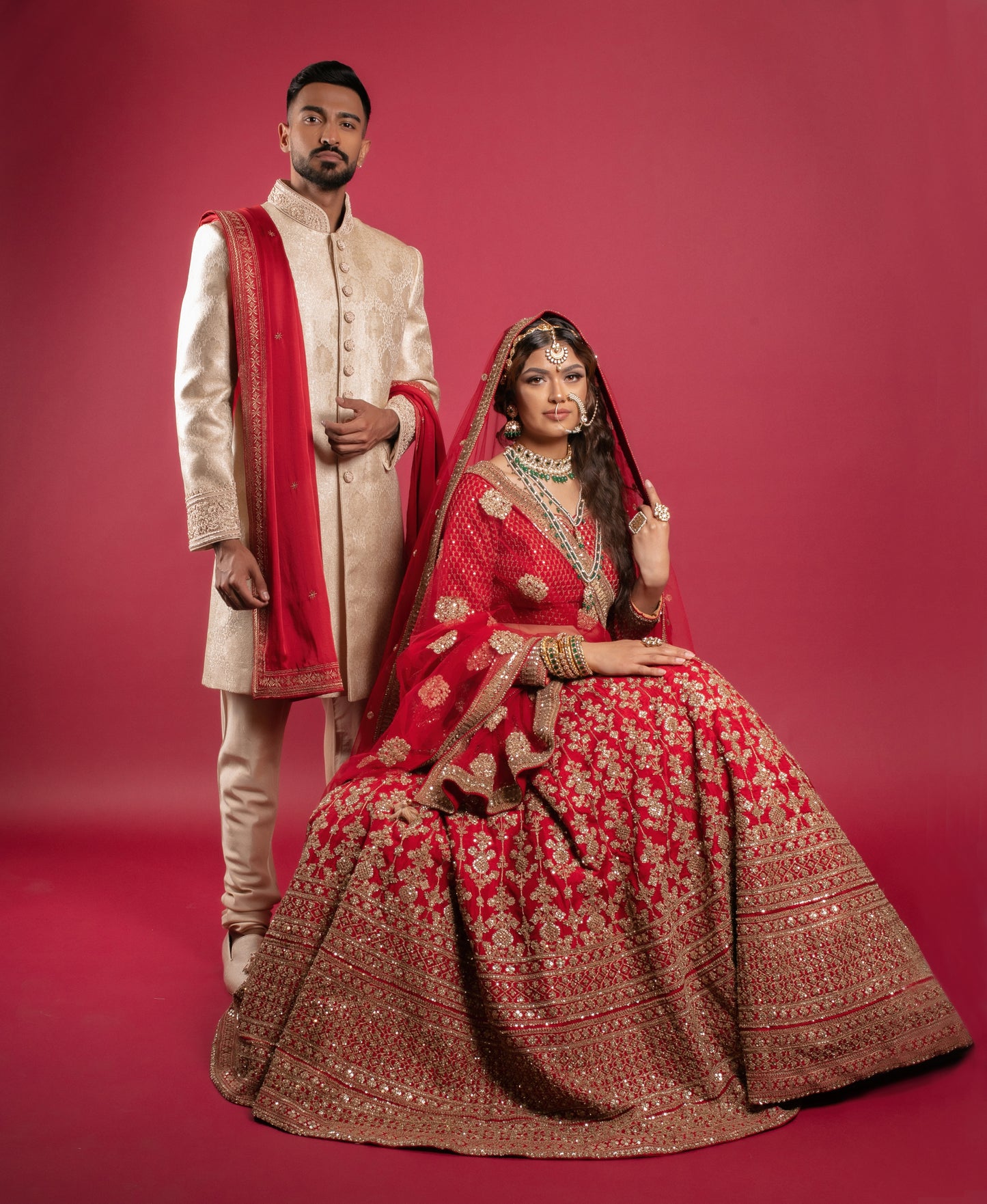 Gold Brocade Beadwork Embroidered Sherwani Set