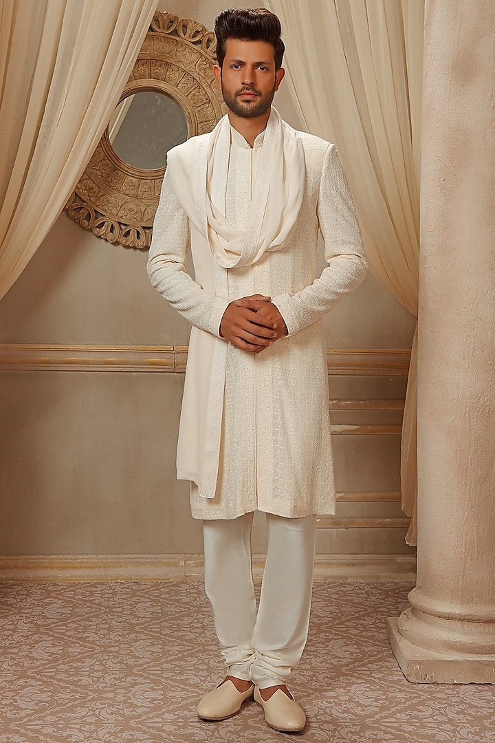 Lucknowi Embroidered Sherwani Set