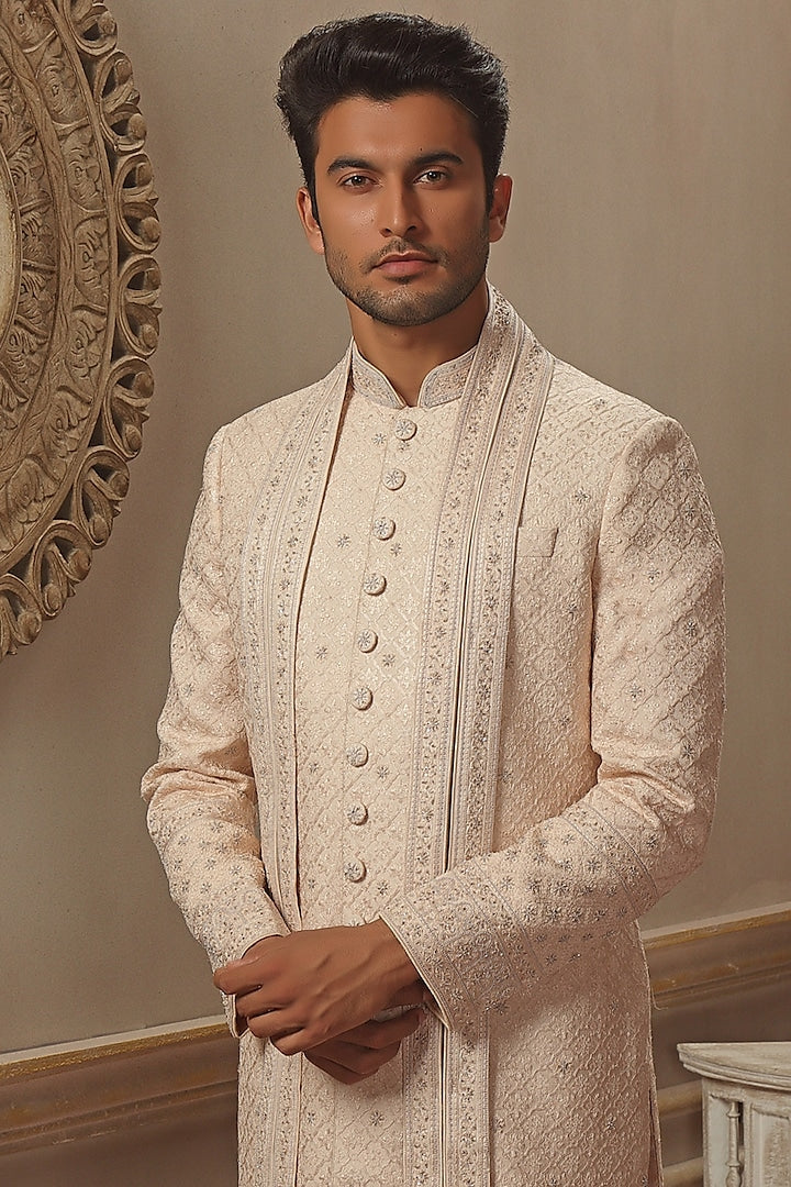 Blush Hand Embroidered Sherwani Set
