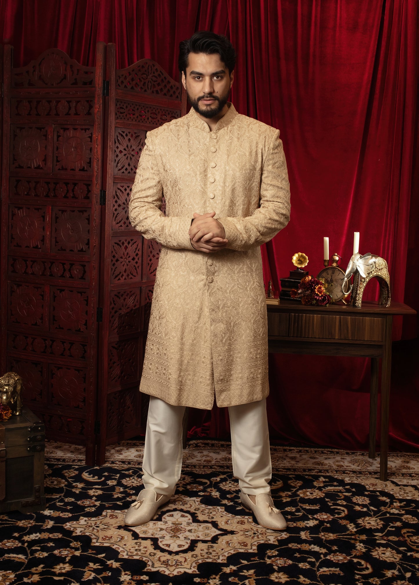 Embroidered Lucknowi Sherwani Set