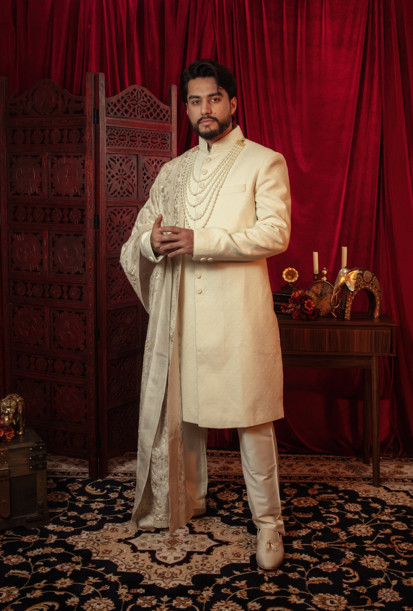 Pearl Pashmina Sherwani Set