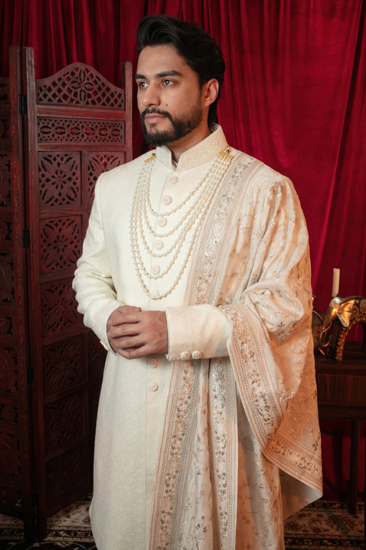 Pearl Pashmina Sherwani Set