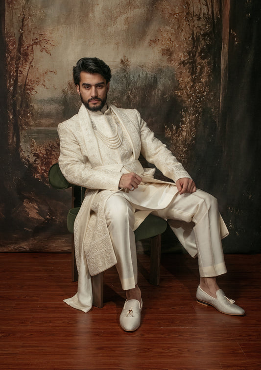 Pearl Embroidered Sherwani Set