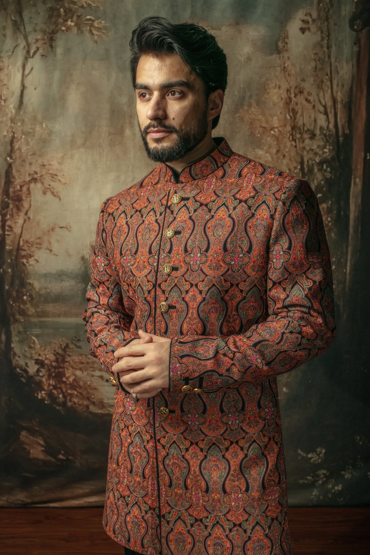 Pashmina Mid Length Sherwani Set