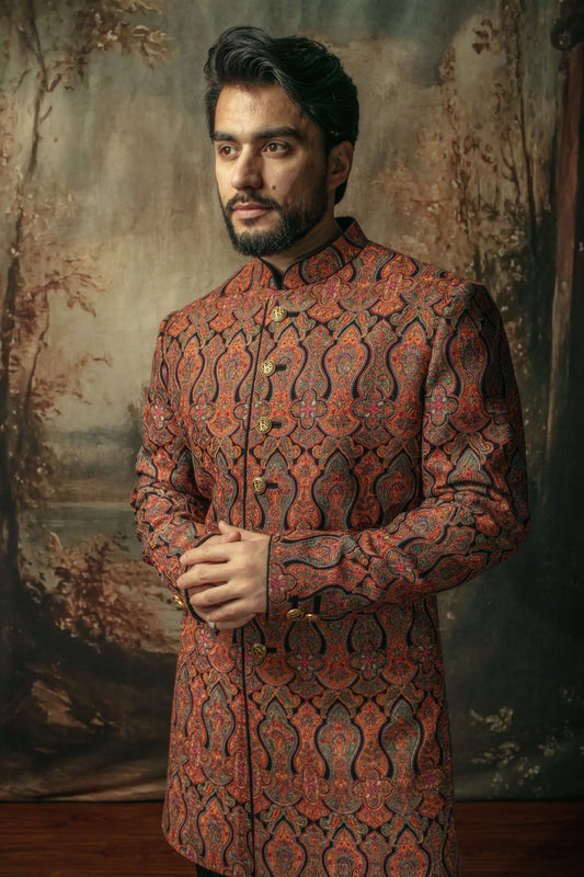 Pashmina Mid Length Sherwani Set