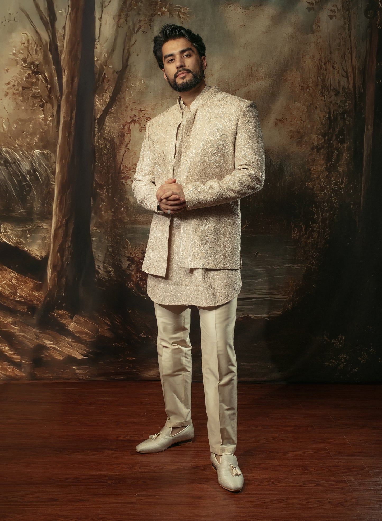 Luxury Open Mid-Length Jacket Set
