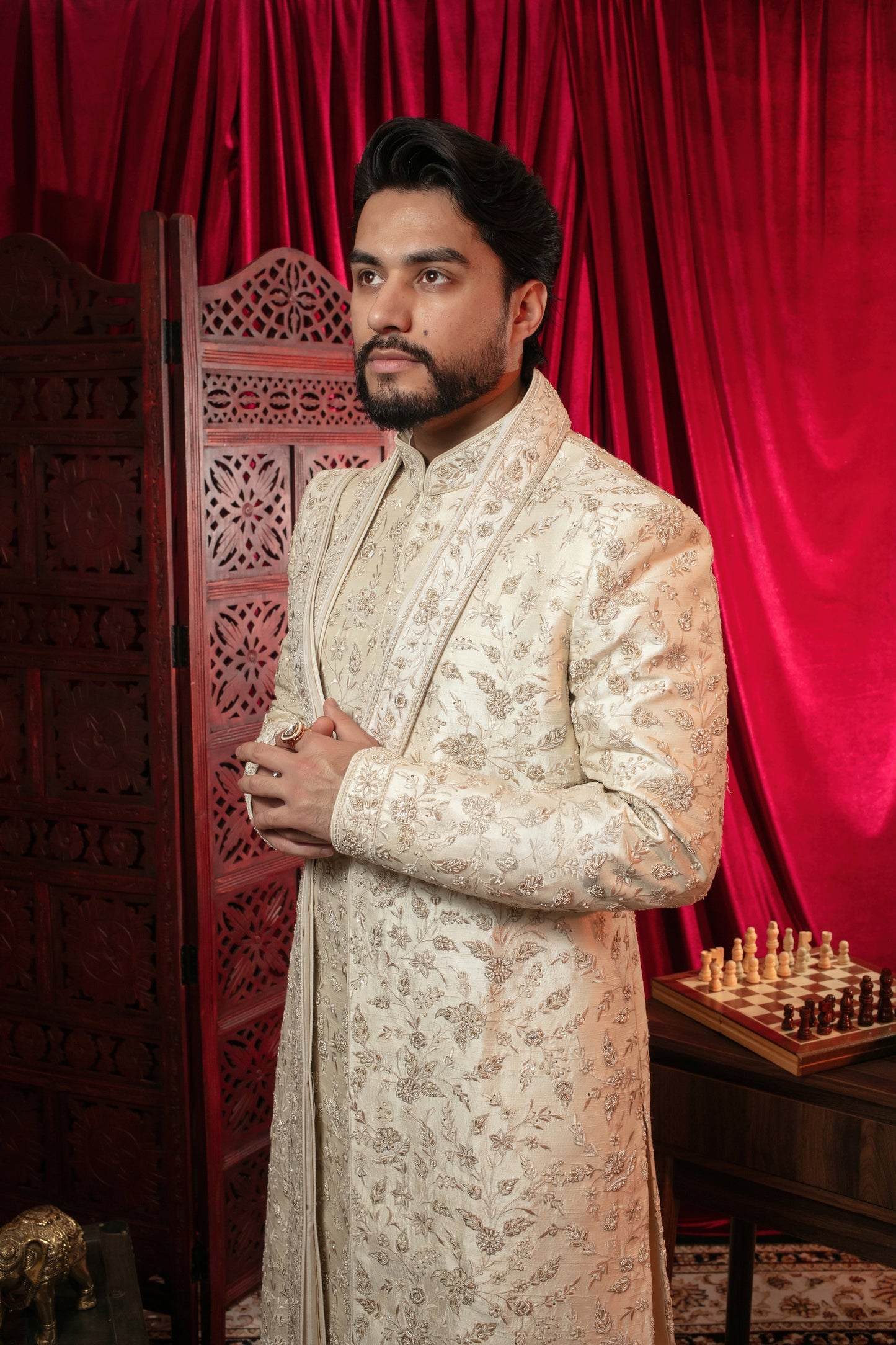 Pearl Embroidered Sherwani Set