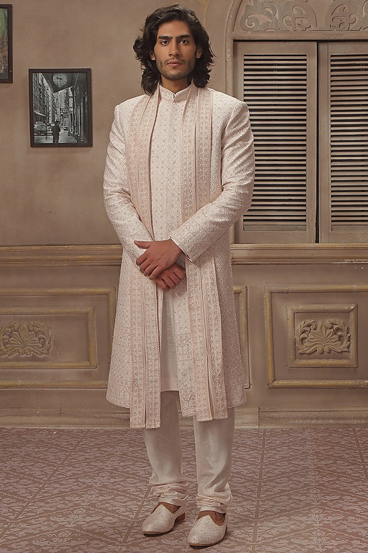 Blush Hand Embroidered Sherwani Set