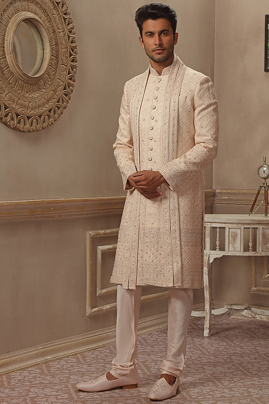 Blush Hand Embroidered Sherwani Set