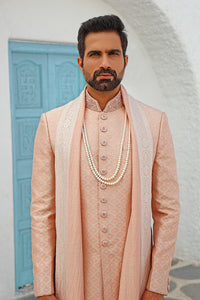 Rose Gold Brocade Sherwani (Ivory Churidar)